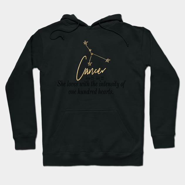 Cancer Constellation Quote Astrology Sign Gold Foil Hoodie by Asilynn